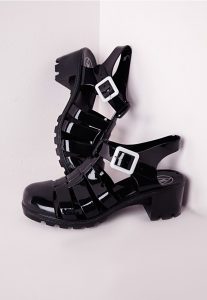 black jelly heels