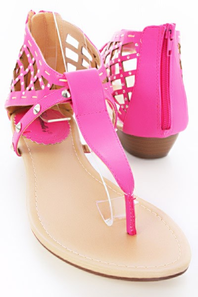 neon pink gladiator sandals