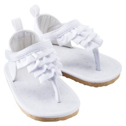 white baby flip flops