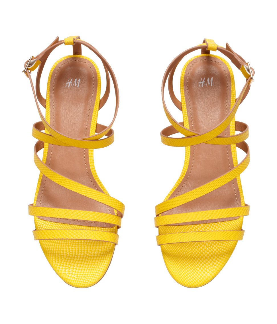 yellow strappy shoes