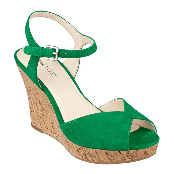 emerald green wedge sandals online 