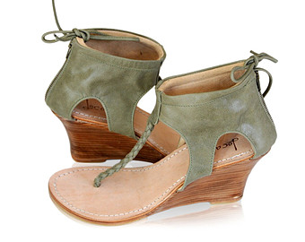olive green wedges shoes