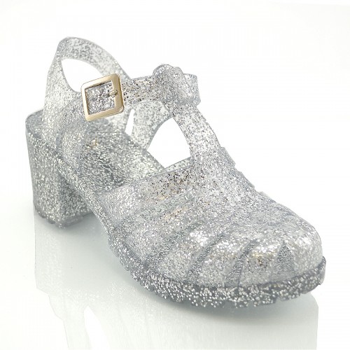 silver glitter jelly shoes factory 