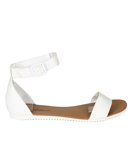 flat white sandals with ankle strap
