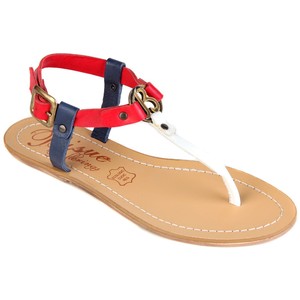 red and blue sandals