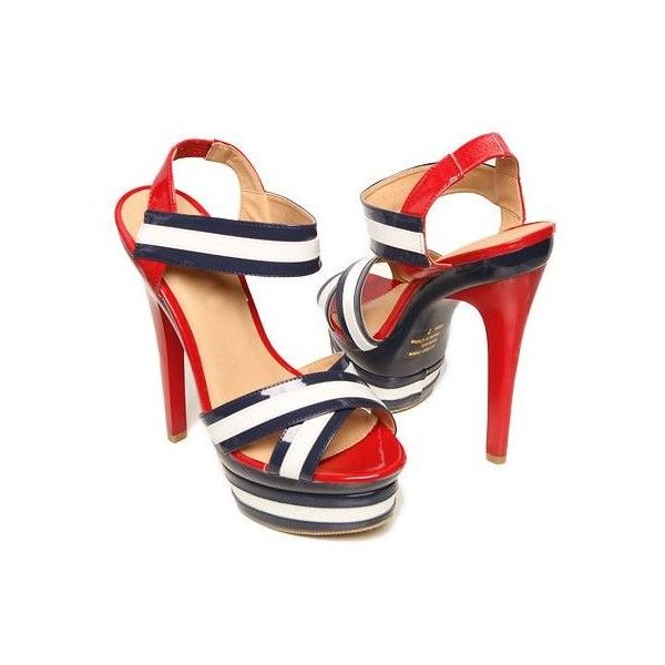 blue and red sandals