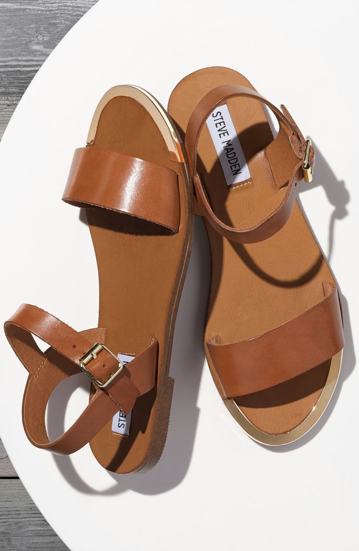 brown strappy flats