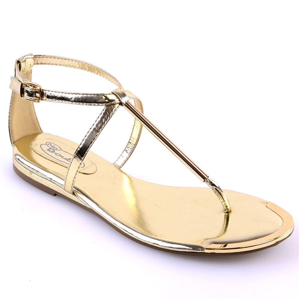 Buy > gold flat strappy sandals > in stock