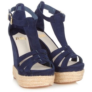navy blue strappy wedge sandals