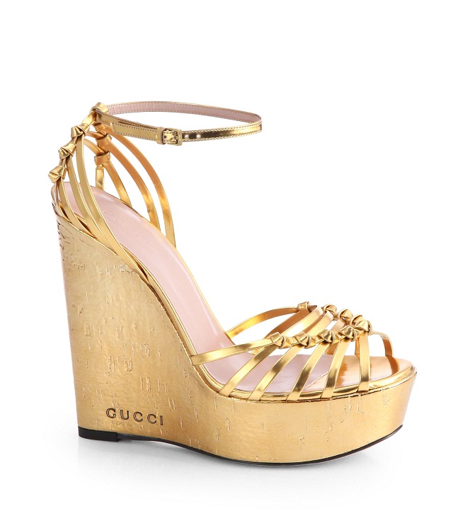 Gold Wedge Sandals - CraftySandals.com