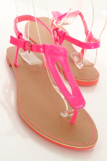 neon pink sandals flat