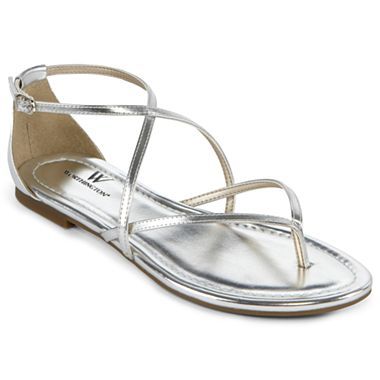 silver strappy flat sandals