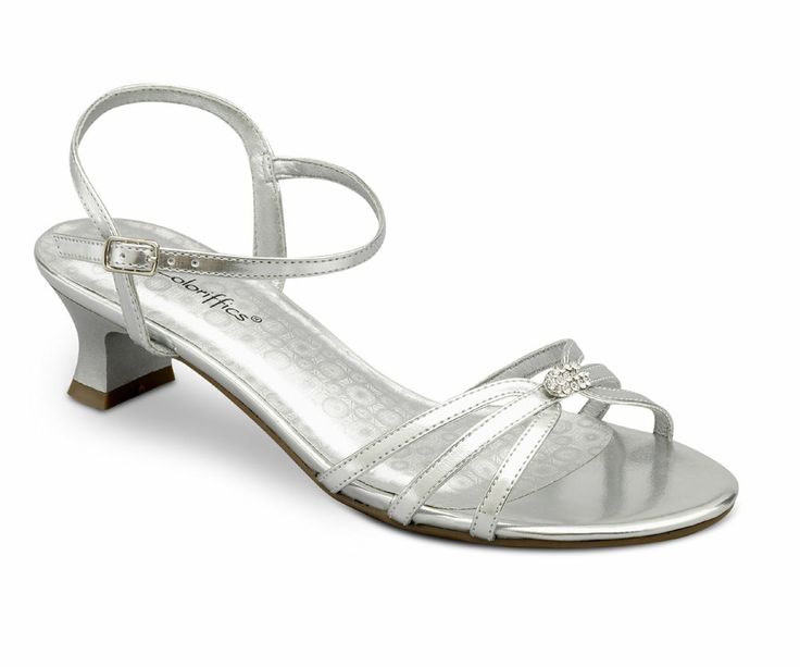 Shala Silver Metallic Low Heel Evening Shoes