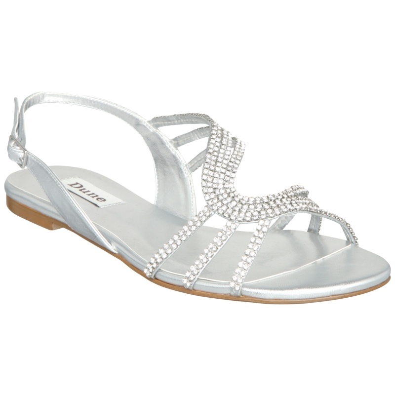 dressy silver flat sandals for wedding