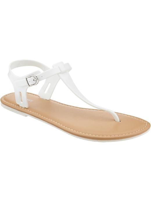 White T Strap Sandals - CraftySandals.com