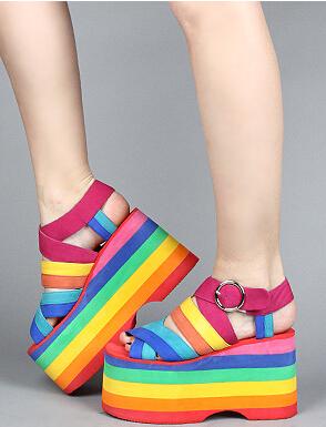 Rainbow Platform Sandals - CraftySandals.com