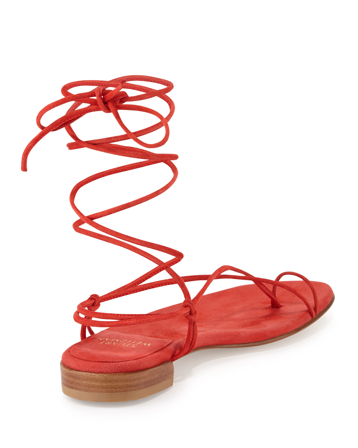 red sandals lace up