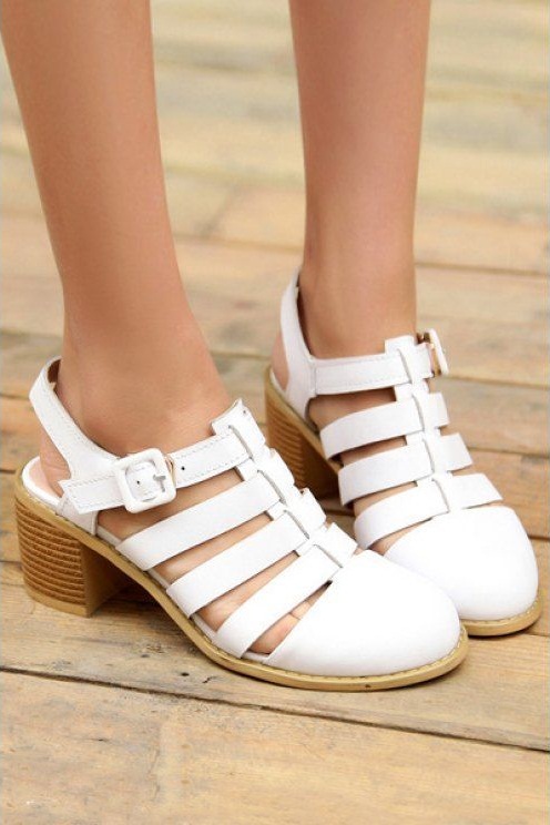 White Closed-toe Sandals 