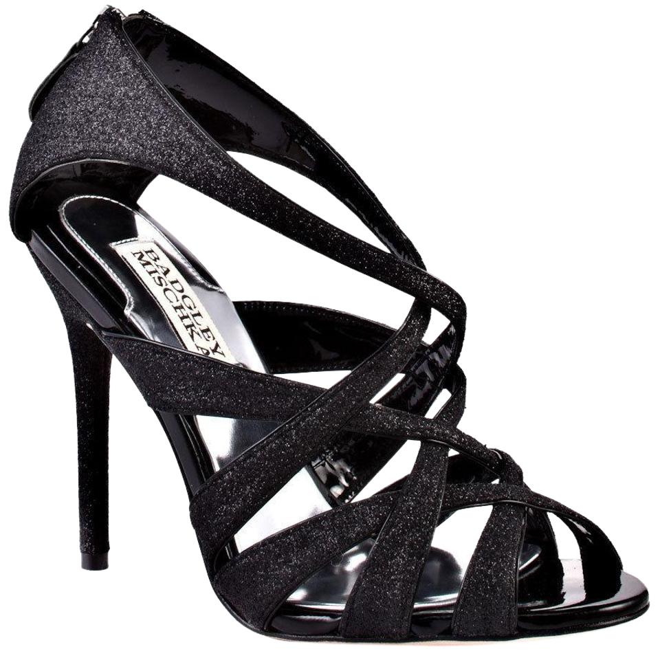 black sequin strappy heels