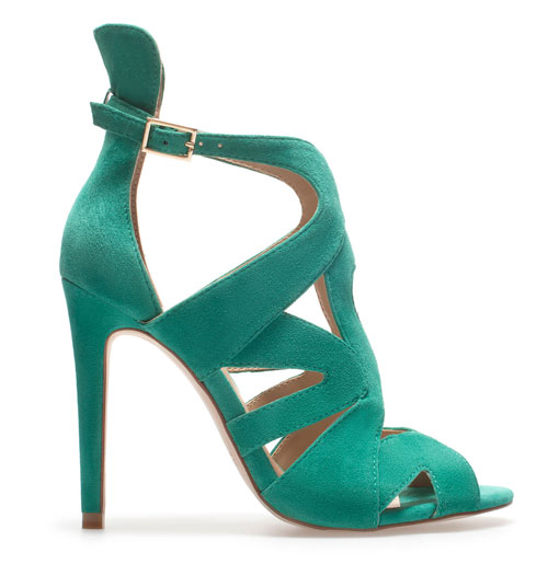 green strappy sandals heels