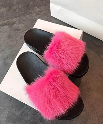 Pink Fur Sandals - CraftySandals.com